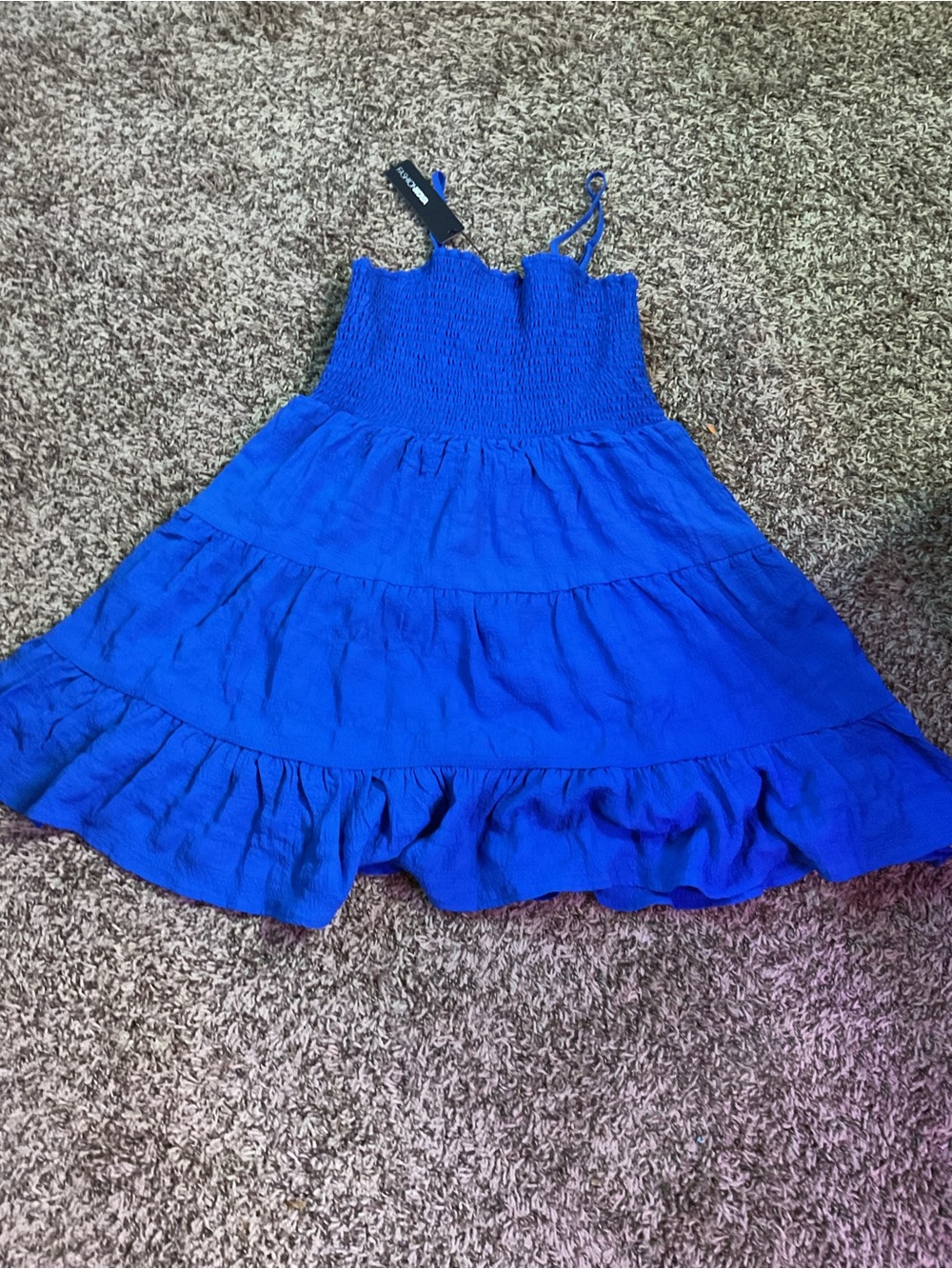 Fashion Nova Summer Breeze Smocked Mini Dress Size M NWT Tiered Rouched Bodice